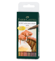 Pintselpliiatsic Faber- Castell  Pitt Pen Terra 6tk.