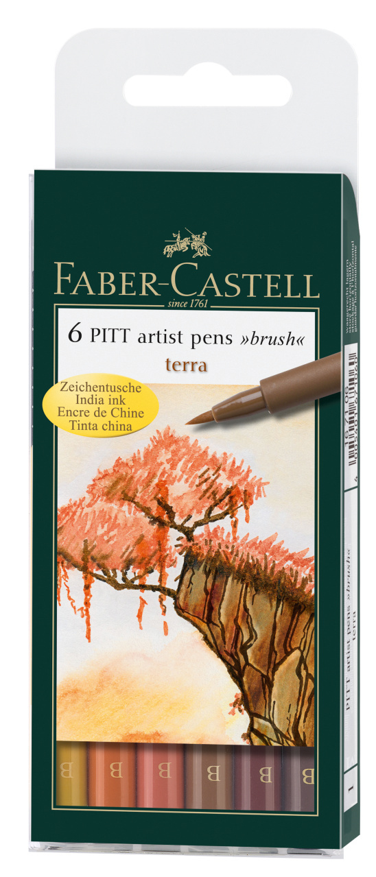 Pintselpliiatsic Faber- Castell  Pitt Pen Terra 6tk.