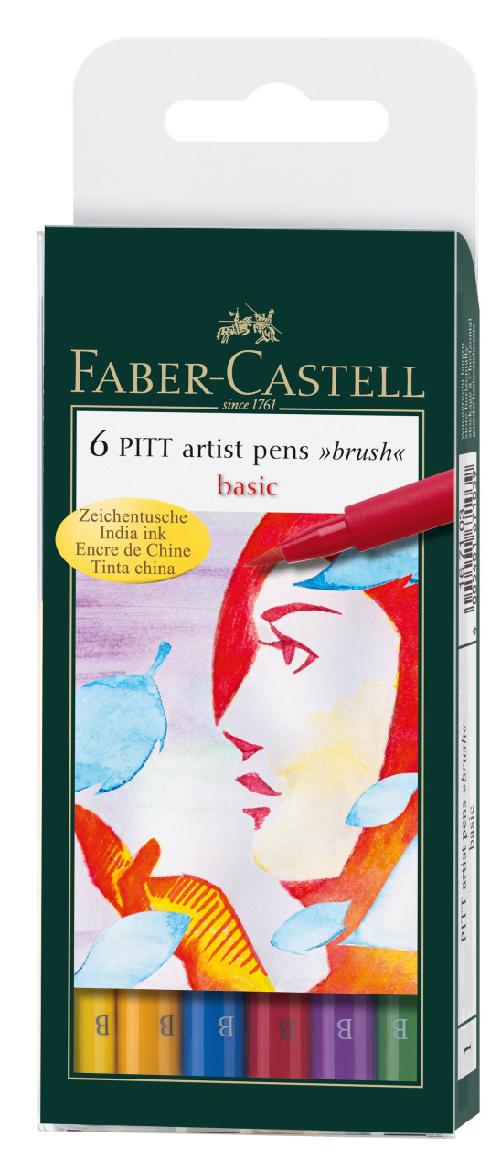 Pintselpliiatsid Faber-Castell  Pitt Pen Basic 6tk.